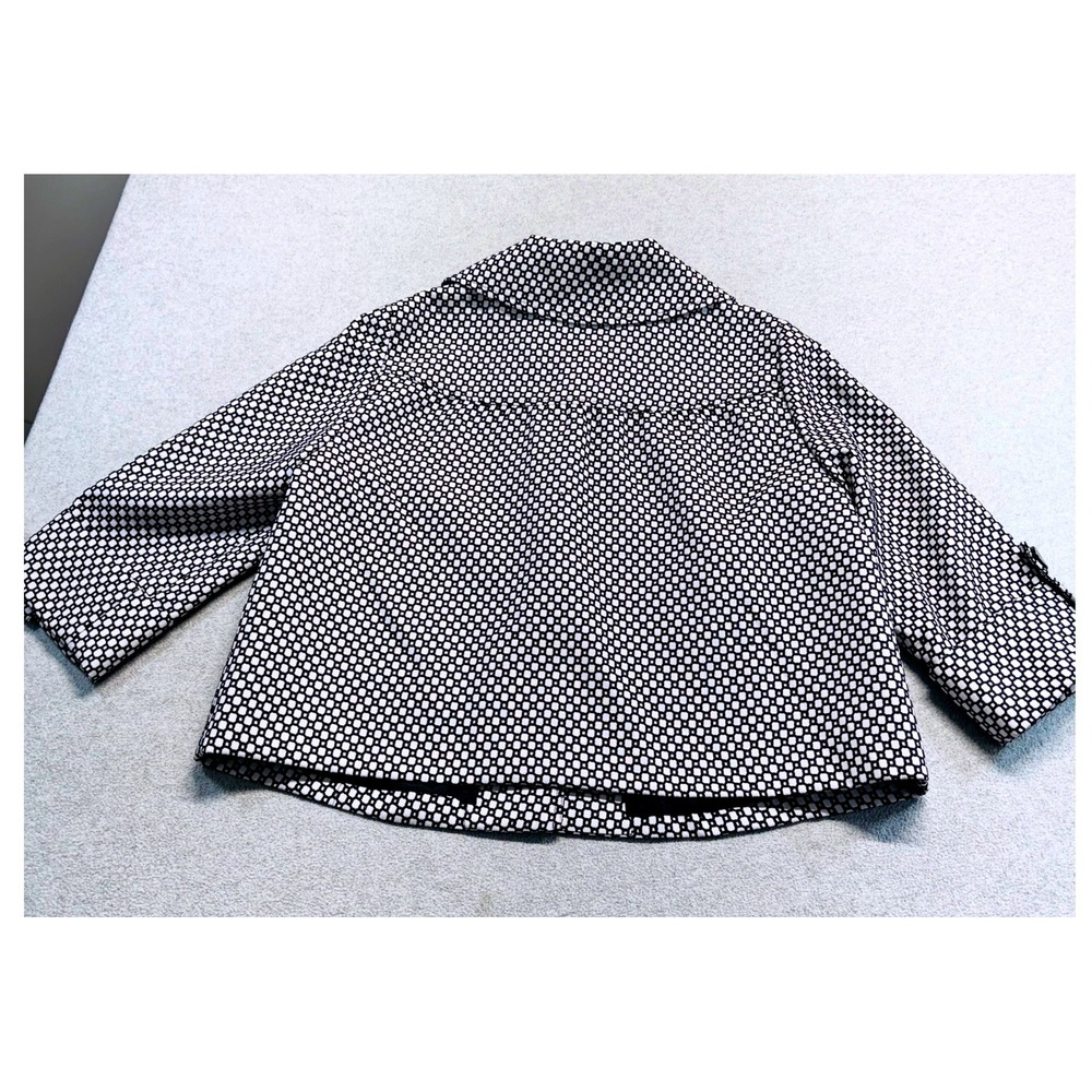Nygard Collection Women's 14 Black White Geometric Mod Swing Jacket 3/4 Sleeve - Picture 10 of 10